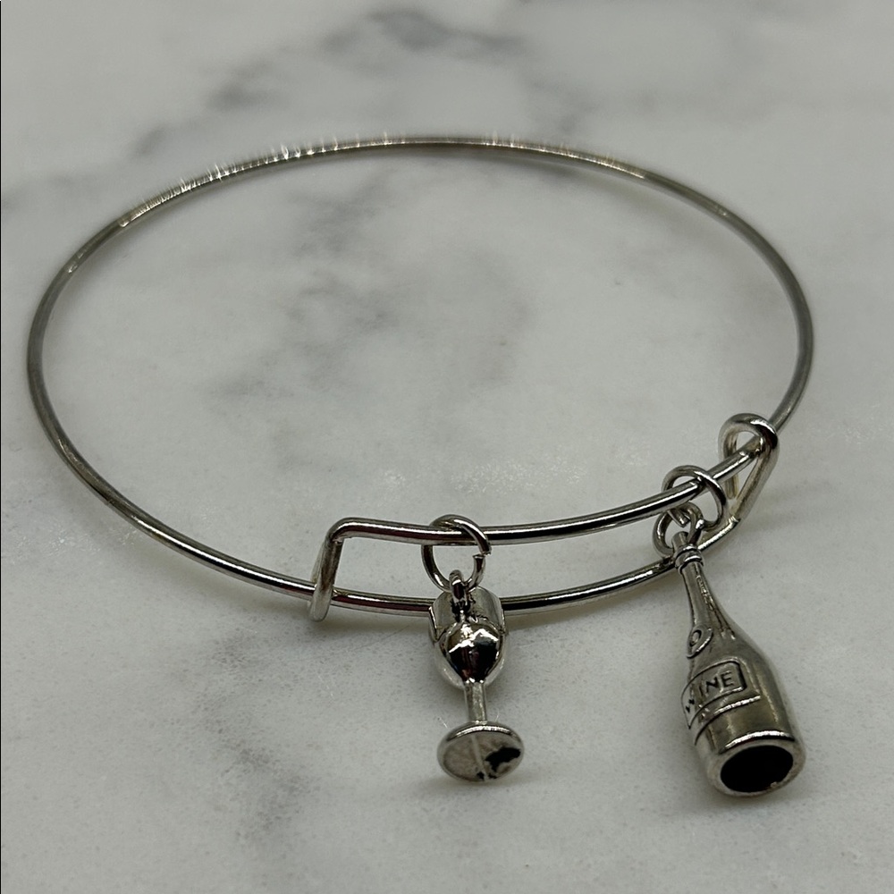 Alex and Ani Silver Charm Bangle Wine Bracelet 🍷